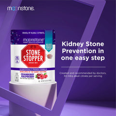 Moonstone Stone Stopper Drink Mix powder dispense showing electrolyte balance potential.