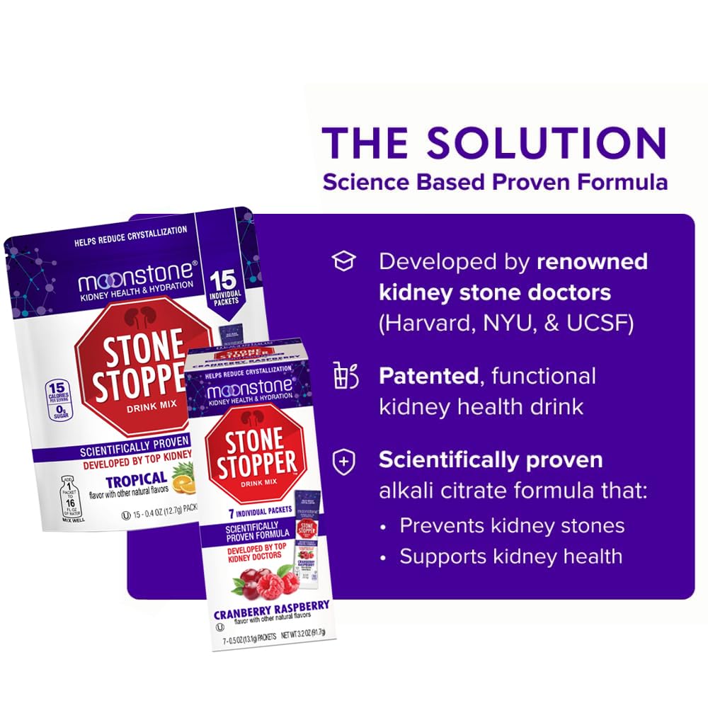 Moonstone Stone Stopper Drink Mix alkali citrate bottle highlighting formula