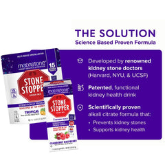 Moonstone Stone Stopper Drink Mix alkali citrate bottle highlighting formula