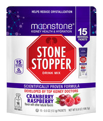 Moonstone Stone Stopper Drink Mix bottle with Cranberry Raspberry flavor, hydration support