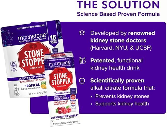 Moonstone Stone Stopper Drink Mix bottle and serving setup for convenient hydration.