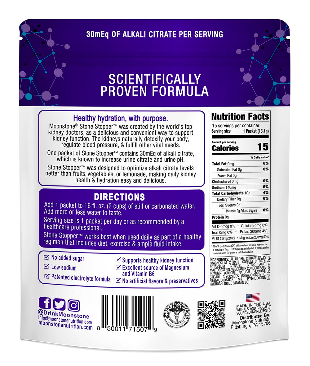 Moonstone Stone Stopper Drink Mix powder dissolving in water for easy hydration