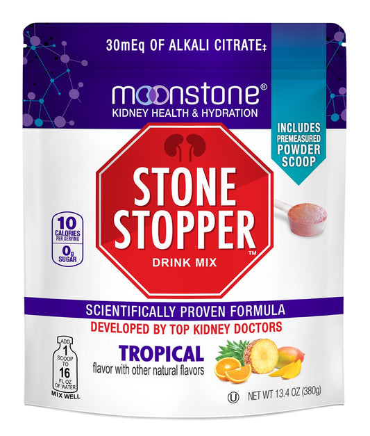 Moonstone Stone Stopper tropical packet shown for daily hydration and flavor.