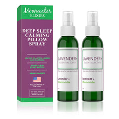 Moonwater Elixirs Lavender Sleep Spray bottle ready to use on pillow for calmer nights.