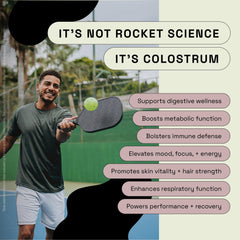 MOOVE unflavored colostrum powder blends into drinks without altering taste