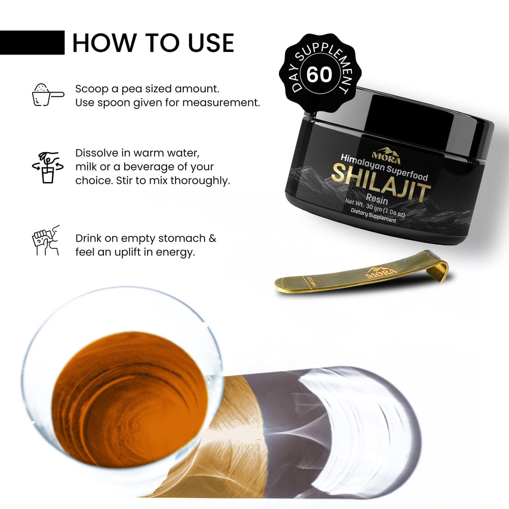 MORA IMPEX Fulvic-acid-rich Shilajit Resin closeup emphasizes mineral content.