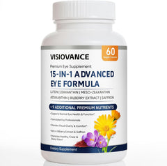MORANDEE VisioVance bottle front promoting daily eye support.