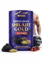 Moravax Himalayan Shilajit Gummies bottle display for daily wellness