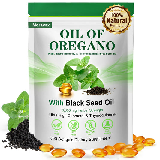Moravax Oil of Oregano softgels bottle for daily use and immune support