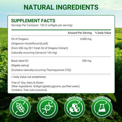 Close-up of Moravax oregano oil softgels showing high potency blend