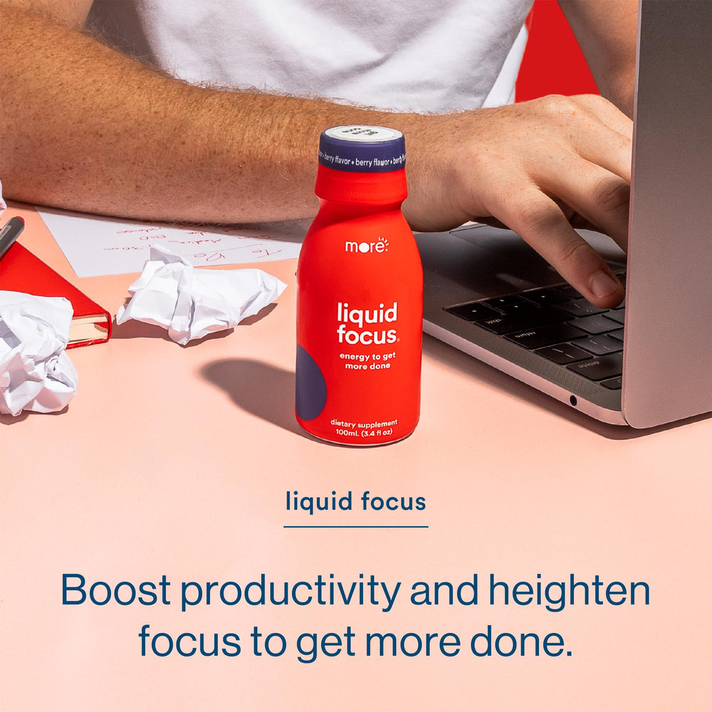 More Labs Liquid Focus ingredients featuring Panax ginseng and no artificial colors.