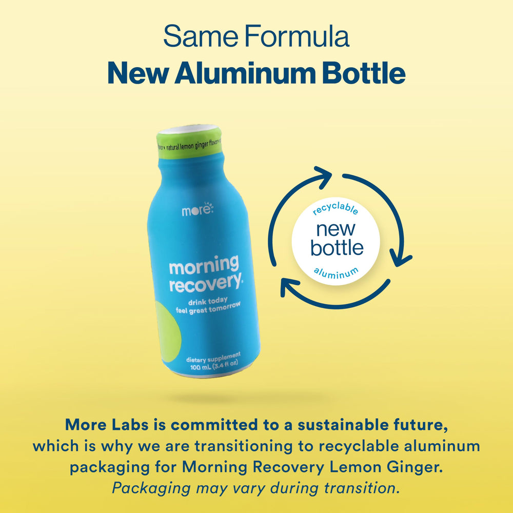 More Labs Morning Recovery bottle pour supports hydration during social events
