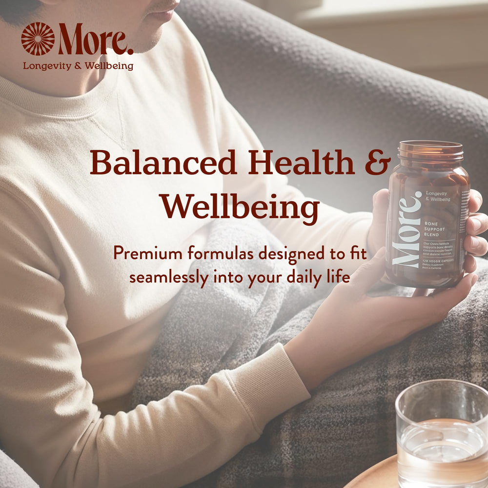 More Longevity & Wellbeing four-capsule daily dose reminder promotes consistent use.