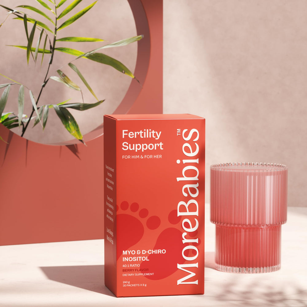 MoreBabies 30-day supply packaging shown for monthly routine