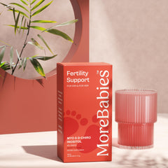 MoreBabies 30-day supply packaging shown for monthly routine