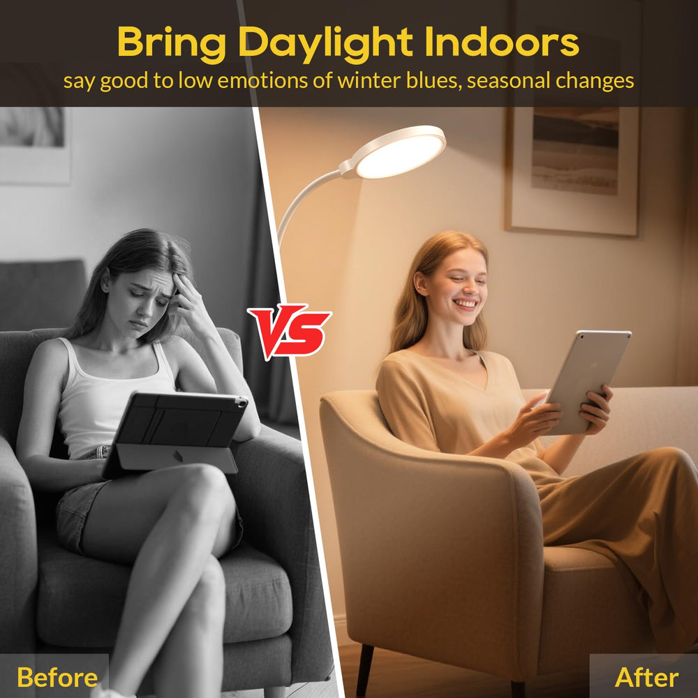 Morfone Happy Light Therapy Lamp anti-tip base ensuring stable placement during use