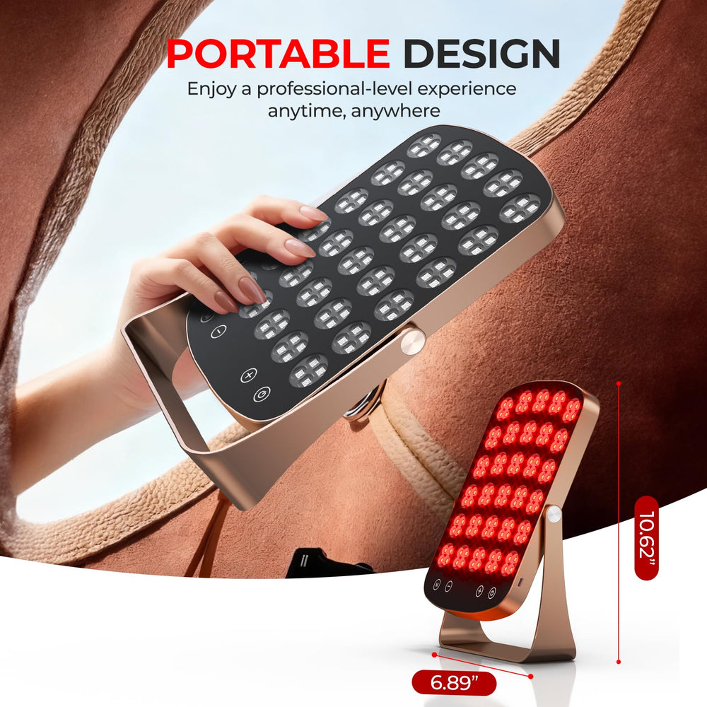Morfone red light panel timer control and stand enabling precise session planning.