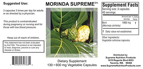 Close-up of Morinda Supreme capsules showing natural noni content