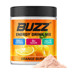 Spoonful of Morning Buzz powder dissolving for a smooth energy lift.