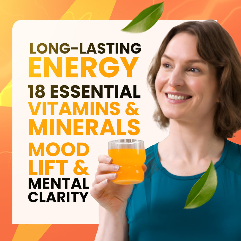 Glass with orange burst mix ready to energize during training.