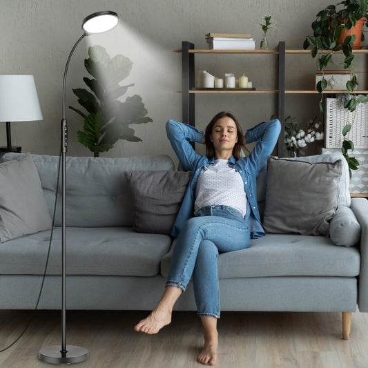 Morpholife light therapy lamp front view for mood-boosting home use.