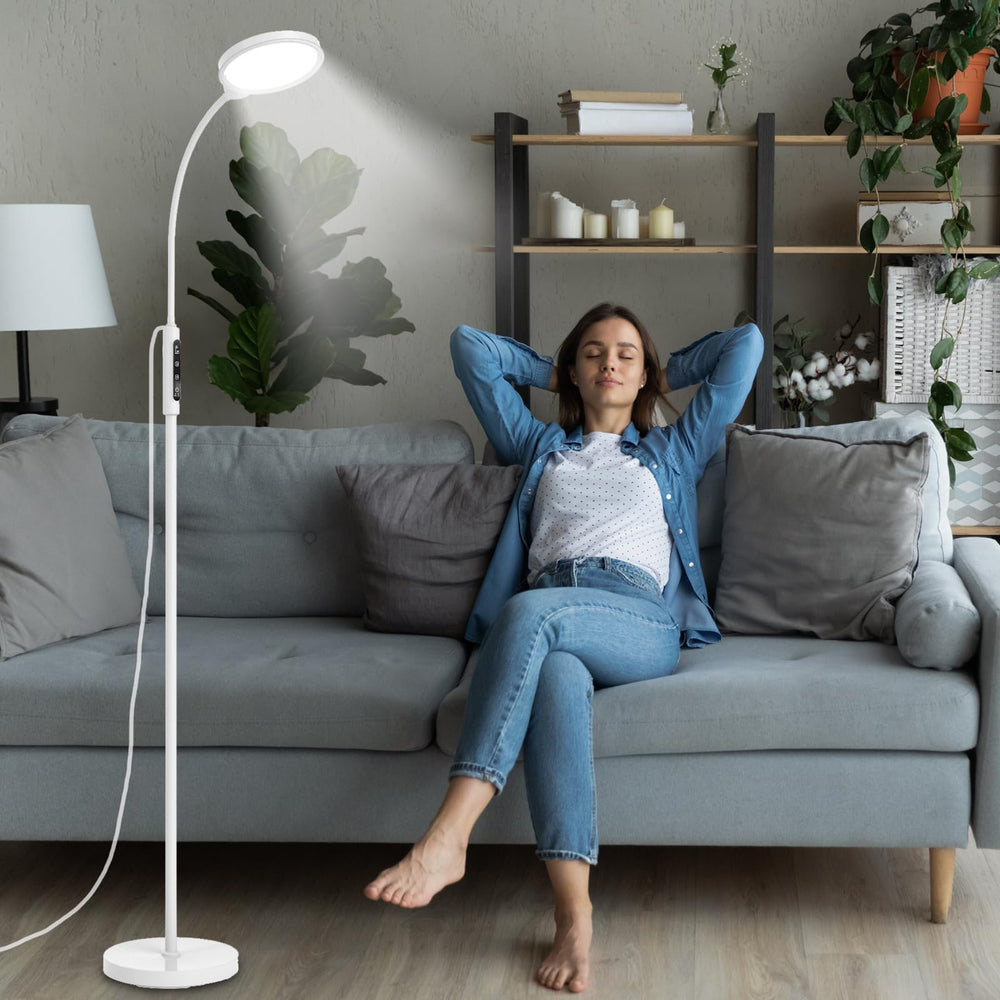 Morpholife light therapy lamp 11000 lux provides bright UV-free daylight at home for mood and focus