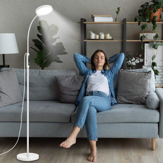 Morpholife light therapy lamp 11000 lux provides bright UV-free daylight at home for mood and focus