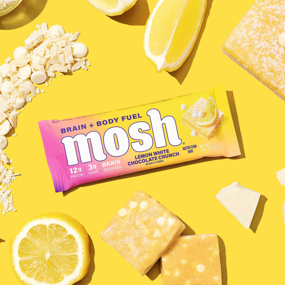 MOSH bar on desk during work, a potential focus support snack.