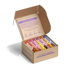 MOSH nutrition panel reveals protein and fiber content per bar.