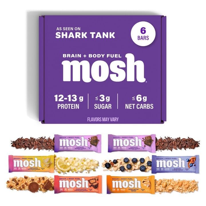 MOSH variety pack keto bars on display for brain-healthy snacking.