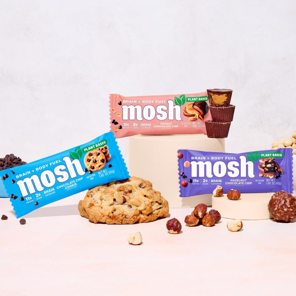 MOSH keto gluten-free badge shown with variety pack snack image.