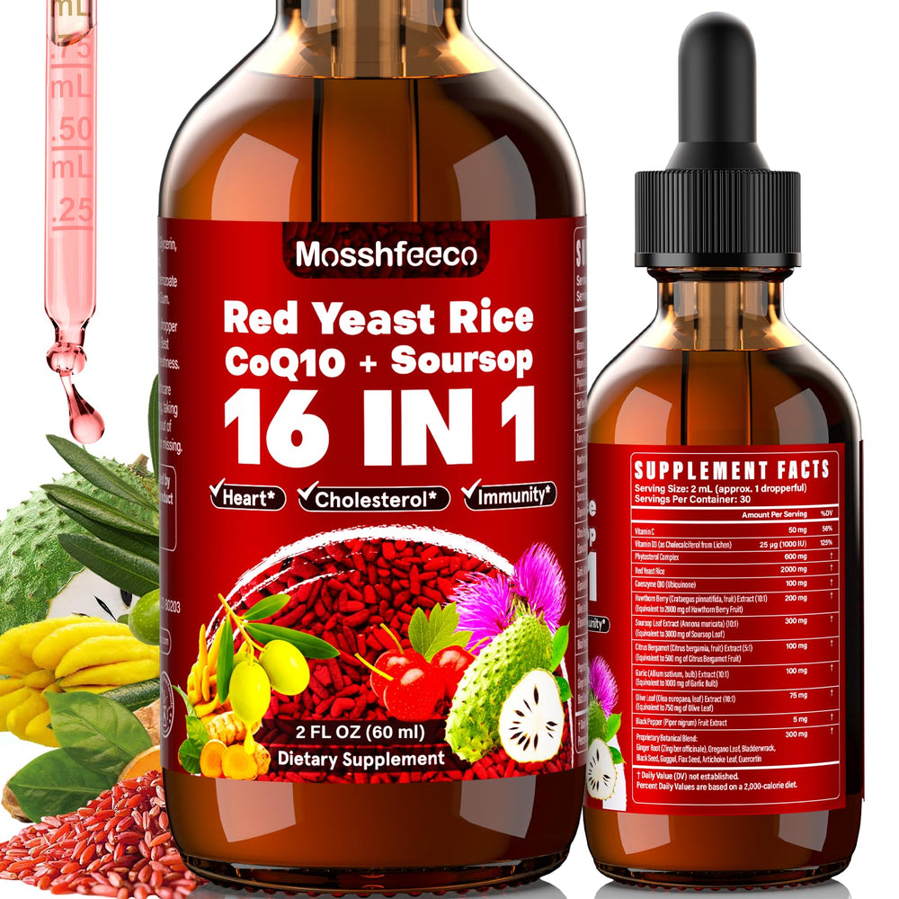 MOSSHFEECO Red Yeast Rice Drops bottle for heart health support.
