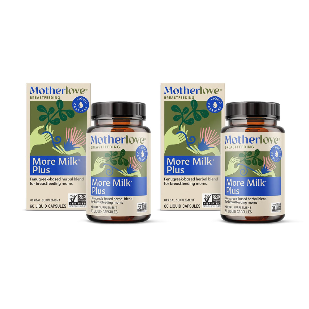 Motherlove More Milk Plus bottle with herbal blend may support lactation.
