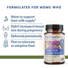 Motherlove More Milk Special Blend capsules for convenient, tasteless dosing