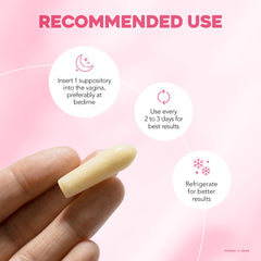 Unwrapped MOTHER’S DOSE suppositories for easy insertion