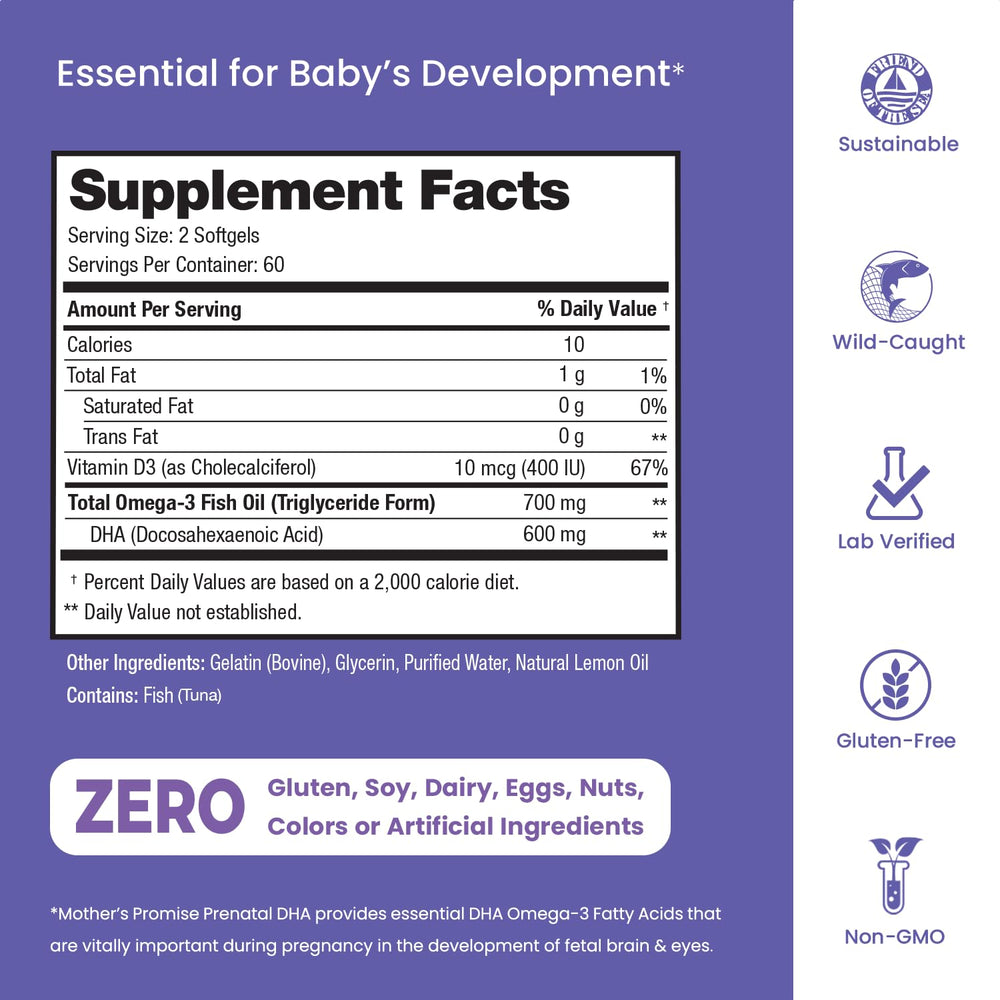 Lab testing certificate from Mother's Promise confirming third-party verification.