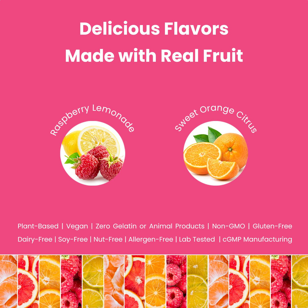 Bright citrus raspberry lemonade gummies from Mother's Promise ready for daily use.