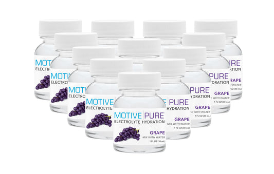 MOTIVE PURE Electrolyte Hydration grape 1oz bottle for on-the-go hydration.
