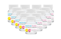 MOTIVE PURE pink lemonade mini bottle close-up for on the go hydration