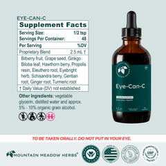 Mountain Meadow Herbs Eye-Can-C liquid closeup showing smooth texture for easy dosing.
