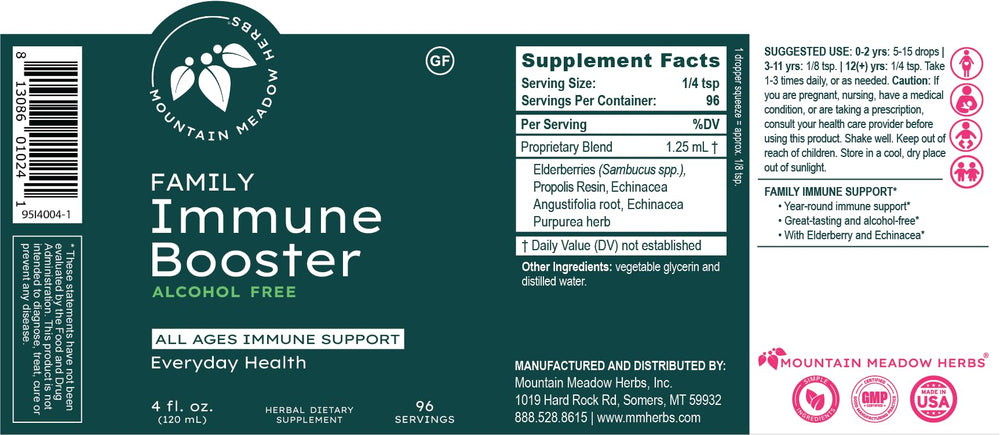 Mountain Meadow Herbs alcohol-free, all-ages formula supports family wellness.