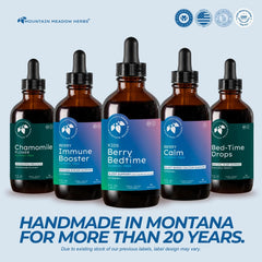 Mountain Meadow Herbs Berry Bedtime bottle on shelf emphasizes natural formula