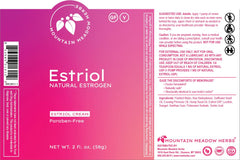 Closeup of Mountain Meadow Herbs Estriol Cream bottle showing clean formulation.