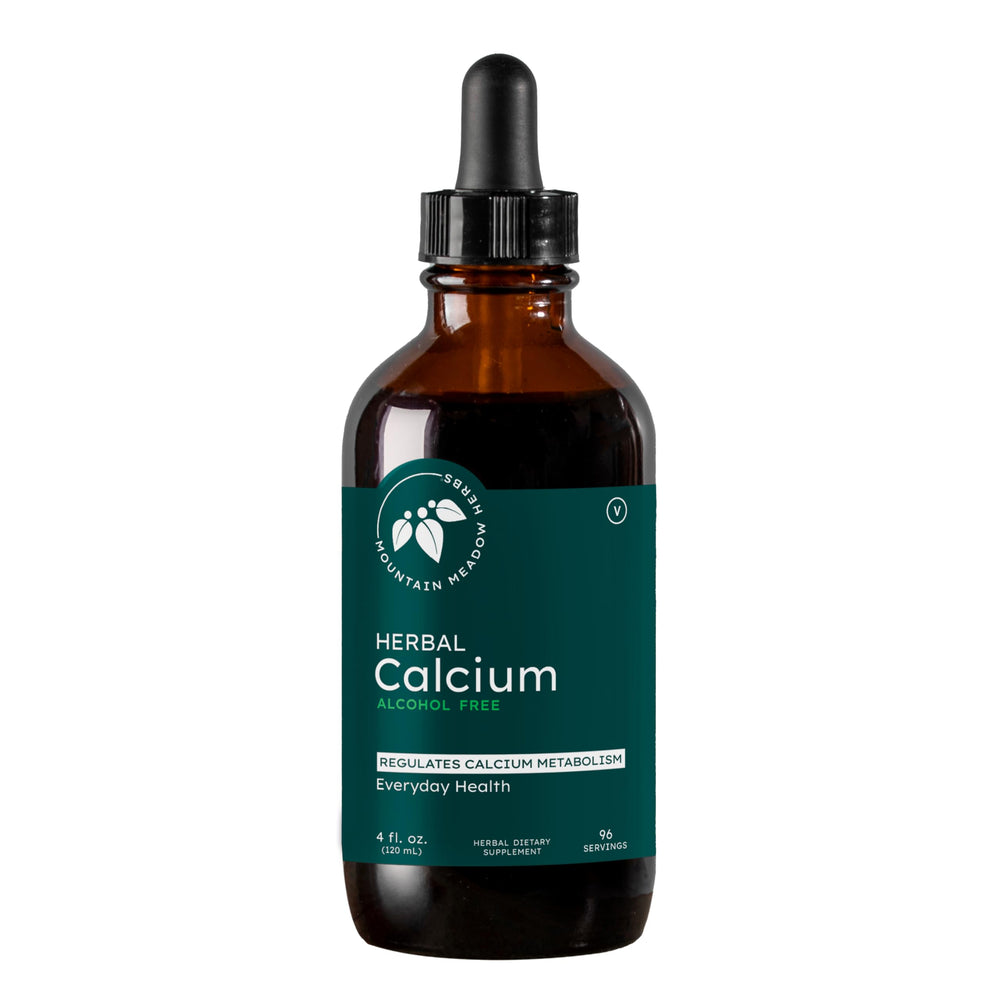 Mountain Meadow Herbs herbal calcium bottle with plant-based calcium for bones.