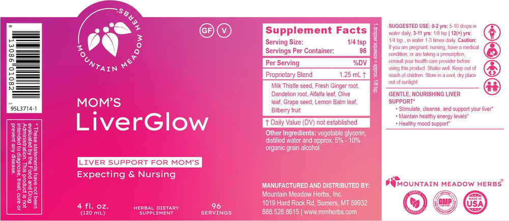 Mountain Meadow Herbs Mom's Liver Glow dandelion root hints at detox support