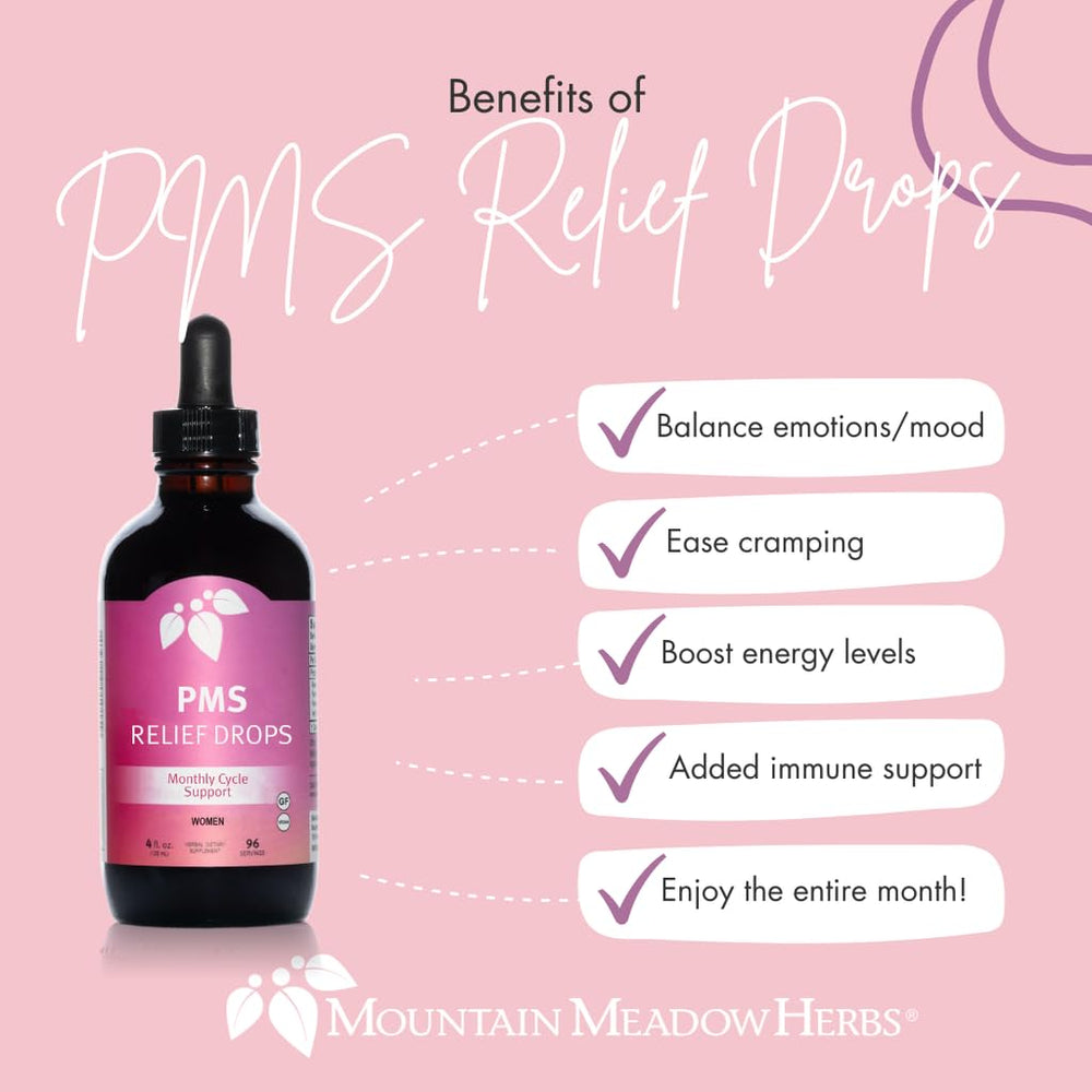 PMS Relief Drops pour shows easy daily use for quick support.