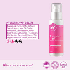 Mountain Meadow Herbs Progesta-Yam cream being used on arms and chest for application.