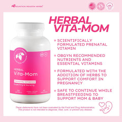 Vita-MOM label closeup highlights 5-MTHF folate and iron for nourishment