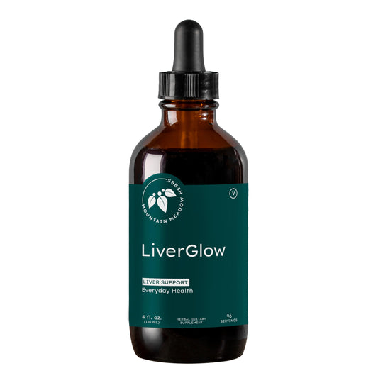 Mountain Meadow Liver Glow bottle front view for daily liver support
