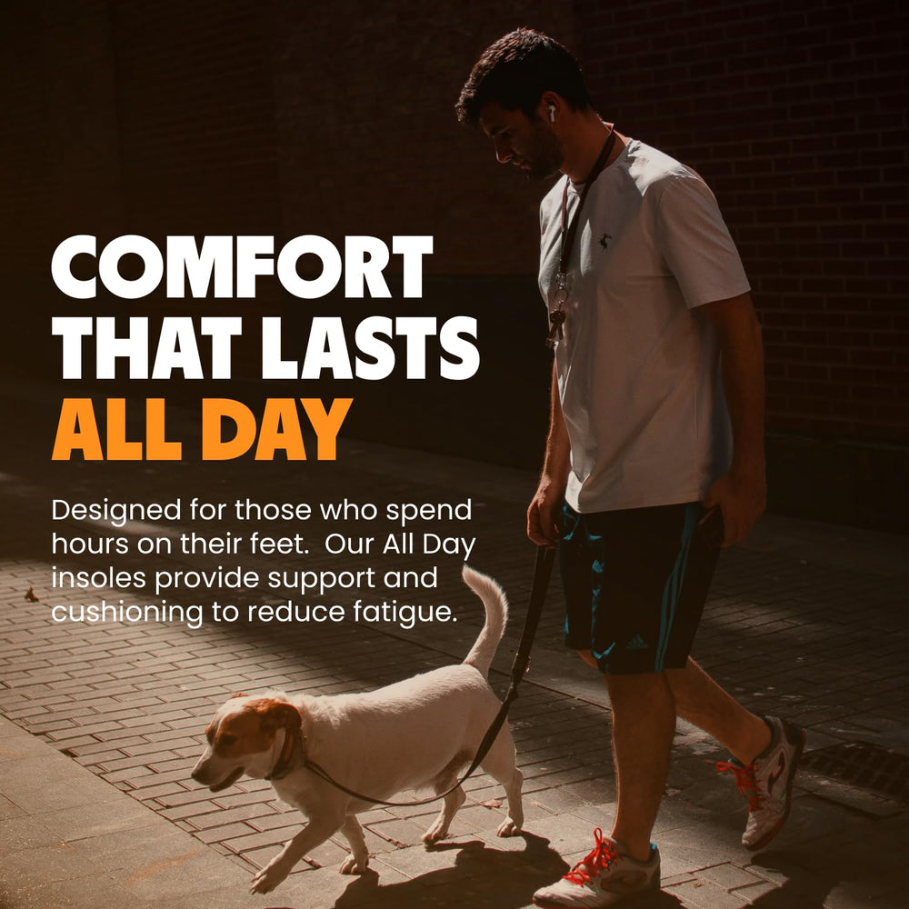 Move All Day Comfort Insole in-use walks show steadier steps and comfort